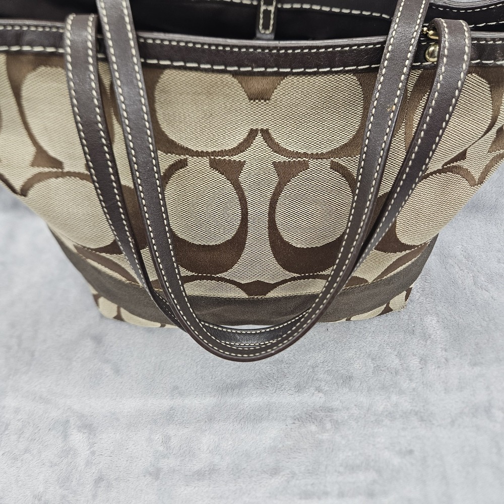 Coach Signature Tote Bag Bundle Brown Khaki Y2K Wristlet Glasses & Case 10124 - Picture 7 of 16